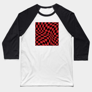AC Milan Distorted Checkered Pattern Baseball T-Shirt
